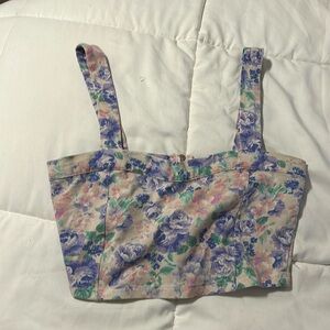 Corset Style Floral Crop Top